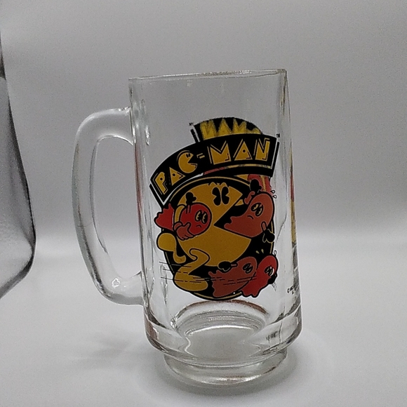 PACMAN VINTAGE GLASS DRINKING MUG 1983 - Picture 3 of 7